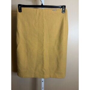 VTG Geiger Wool Skirt Size 40 US 8/9 Mustard Yellow Lined Midi Pencil Designer